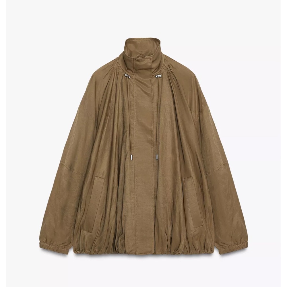 NWT Zara Women's Fluid Bomber Jacket With Adjustable Funnel Neck. Size M - Picture 6 of 15
